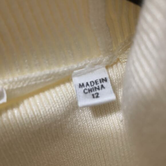 Guess Girls Cream Logo Knit Turtleneck Long Tunic Sweater Size 12 Soft Rayon - Picture 7 of 13